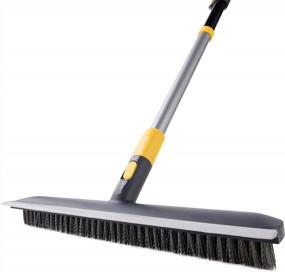img 4 attached to Yocada 15" 2-In-1 Floor Scrub And Scrape Brush With Telescopic Handle - Stiff Bristles For Cleaning Showers, Patios, Bathrooms, Garages, Kitchens, Walls, Decks, Tubs, And Tiles