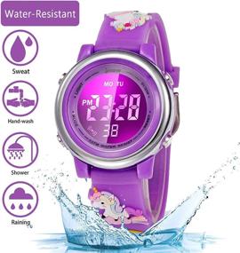 img 1 attached to Best Gift For Kids: Upgrade 3D Cute Unicorn Cartoon LED Watch With 7 Color Lights, Alarm & Stopwatch - Ages 3-10!