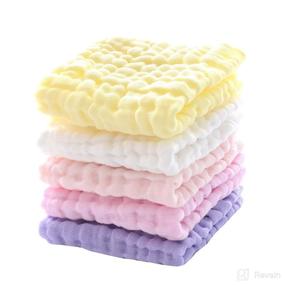 img 4 attached to Muslin Washcloths Natural Cotton Wipes Baby Care ... Bathing