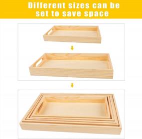 img 2 attached to Aodaer 5 Packs Wooden Nested Serving Trays Kitchen Nesting Trays Wooden Trays Rectangular Shape Wood Trays For Kitchen, Breakfast, Party