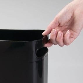 img 1 attached to MDesign Aura Collection 1.5 Gallon Plastic Trash Can, 2 Pack, Perfect For Small Spaces In Bathroom, Laundry, Or Home Office, Black Garbage Bin With Handles And Recycling Capability