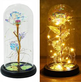 img 1 attached to Vieshful Exquisite Rose In Glass Dome Colorful Gold Eternal Rose With LED Light,Artificial Flower Last Forever Valentine'S Day Birthday Mothers Day Wedding For Her