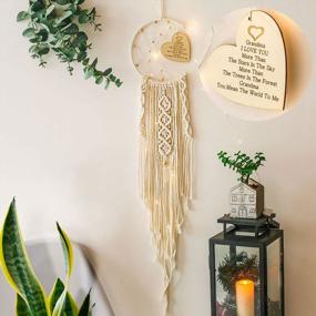 img 4 attached to Bohemian Moon Dream Catcher: Perfect Birthday Gift For Grandma And Home Decor Accent, Also Ideal As Room Decor And Dreamcatcher