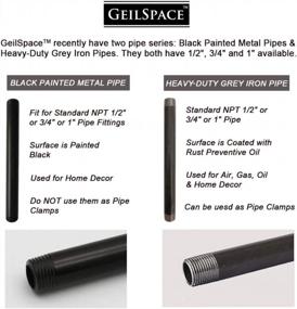 img 2 attached to GeilSpace Pre-Cut Black Metal Pipe - 6 Pack For Industrial DIY Shelving: Fits Standard Half Inch Threaded Pipes & Fittings (1/2" × 18", Black)