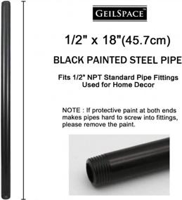 img 3 attached to Предварительно обрезанная черная металлическая труба GeilSpace - 6 упаковок для промышленных стеллажей своими руками: подходит для стандартных полудюймовых резьбовых труб и фитингов (1/2 "× 18 ", черный)