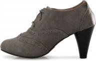 grey women's chunky ankle bootie oxford shoes with mid-heel, lace up fastening, and mary jane pumps in classic fashion, size 7.5 logo