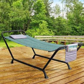 img 3 attached to Relax In Style: Sorbus Premium Hammock Bed With Stand, Pillow, And Storage Pockets For Year-Round Outdoor Comfort And Durability