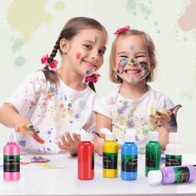 img 1 attached to HOMKARE Набор нетоксичных моющихся красок для пальцев для малышей и детей - 18 цветов по 2,03 жидких унции / 60 мл каждый, идеально подходит для творческих игр