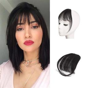 img 4 attached to Clip In Bangs, BARSDAR 100% Human Hair Bangs Extensions French Bangs Air Bangs Neat Bangs With Temples Clip On Fringe Bangs Real Hair For Women Natural Color Washable/Dyeable(Air-Natural Black)