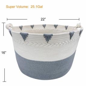 img 2 attached to TerriTrophy XXXXLarge Cotton Rope Blanket Basket: 22in x 22in x 16in Woven Laundry Hamper & Storage Basket for Towels, Toys, Diapers