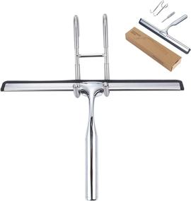 img 4 attached to 🚿 iDock 10-Inch Silver Shower Squeegee Set with Hooks - Ideal for Shower Doors, Mirrors, and Windows