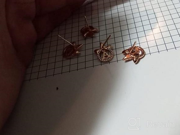 img 1 attached to Hypoallergenic Unicorn Stud Earrings for Girls, S925 Sterling Silver Post 🦄 Gold Plated CZ Unicorn Earrings, Initial Letter Jewelry for Women and Sensitive Ears review by Michael Keegan