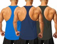 men's y back stringer tank top 3 pack for bodybuilding, workout, running, beach & gym логотип