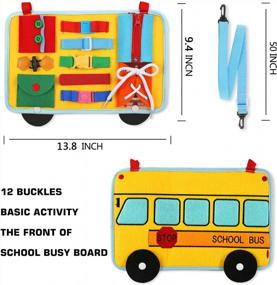 img 3 attached to School Bus Busy Board Activity Set For Early Learning And Fine Motor Development - 12 Basic Skills To Learn To Dress And Play, Ideal Sensory Toy For Preschool Kids, Kindergarten And Travel