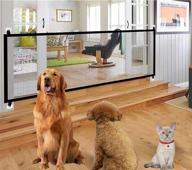 pet safety guard mesh dog gate - easy-series 70.9''x28.3'' | portable folding safety gate for dogs - install anywhere wide safety fence for hall doorway and stair логотип