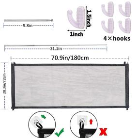 img 3 attached to Pet Safety Guard Mesh Dog Gate - Easy-Series 70.9''x28.3'' | Portable Folding Safety Gate for Dogs - Install Anywhere Wide Safety Fence for Hall Doorway and Stair