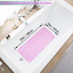 img 1 attached to Non-Slip Bath Tub And Shower Mat By TEESHLY - 35 X 16 In, Machine Washable With Drain Holes And Suction Cups For Bathroom Safety - Clear Pink Pebble Design