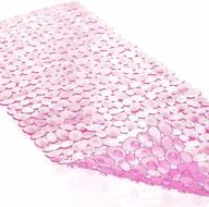 non-slip bath tub and shower mat by teeshly - 35 x 16 in, machine washable with drain holes and suction cups for bathroom safety - clear pink pebble design логотип