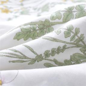 img 1 attached to 🌼 Wake In Cloud - Botanical Comforter Set with 4 Pillow Cases, Yellow Flowers and Green Leaves Floral Garden Pattern Printed on White, 100% Cotton Fabric and Soft Microfiber Fill Bedding (Queen Size)