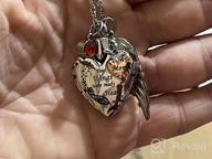 img 1 attached to Heart-Shaped Cremation Necklace With Birthstones - Memorial Jewelry For Ashes With Inscription: 'Your Wings Were Ready, But My Heart Was Not' review by Tony Basler
