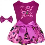 бархатное платье princess pink daisy для маленьких собак - cutebone cva07s-d одежда для щенков логотип