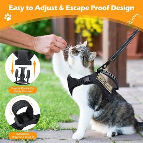 img 1 attached to SALFSE Tactical Cat Harness Set with Leash for Escape Proof Walking - Adjustable 🐾 Large Cat Vest Harness with Molle Patches, Soft Mesh Padding, Rubber Handle for Easy Control