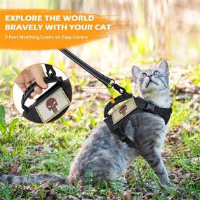 img 2 attached to SALFSE Tactical Cat Harness Set with Leash for Escape Proof Walking - Adjustable 🐾 Large Cat Vest Harness with Molle Patches, Soft Mesh Padding, Rubber Handle for Easy Control