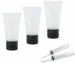 convenient and safe travel companion: set of 50 bpa-free clear plastic bottles with flip cap and injector syringes logo