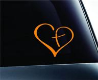 🧡 heart with cross bible christian symbol decal funny car truck sticker window (orange) - expressdecor логотип