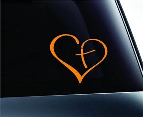 img 1 attached to 🧡 Heart with Cross Bible Christian Symbol Decal Funny Car Truck Sticker Window (Orange) - ExpressDecor