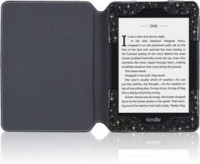 img 1 attached to Folio Smart Cover Leather Case With Auto Sleep Wake Feature For All New And Previous Kindle Paperwhite Models 2018 - ACdream Glitter Black Kindle Paperwhite Case