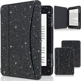 img 4 attached to Folio Smart Cover Leather Case With Auto Sleep Wake Feature For All New And Previous Kindle Paperwhite Models 2018 - ACdream Glitter Black Kindle Paperwhite Case