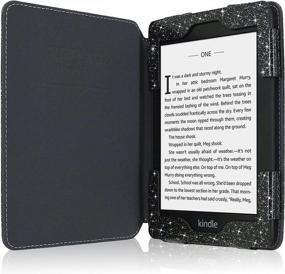 img 2 attached to Folio Smart Cover Leather Case With Auto Sleep Wake Feature For All New And Previous Kindle Paperwhite Models 2018 - ACdream Glitter Black Kindle Paperwhite Case