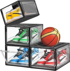 img 4 attached to Organize Your Sneaker Collection With Clear Stackable Shoe Boxes - 4Pack
