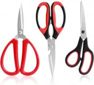 ✂️ all-purpose scissors bulk pack of 3 - blablaovy multipurpose stainless steel sharp scissors shears for kitchen, office, home, school, sewing, fabric craft supplies - right/left handed scissors set logo