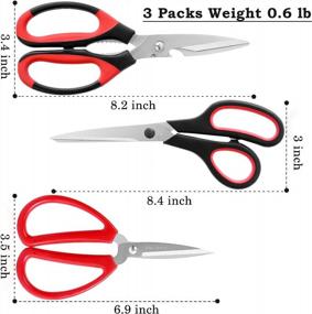 img 3 attached to ✂️ All-Purpose Scissors Bulk Pack of 3 - Blablaovy Multipurpose Stainless Steel Sharp Scissors Shears for Kitchen, Office, Home, School, Sewing, Fabric Craft Supplies - Right/Left Handed Scissors Set