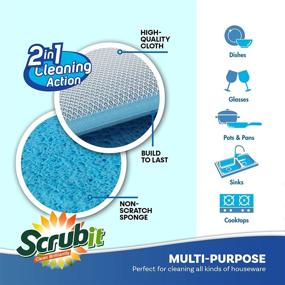 img 3 attached to 🧽 10 Pack of Dual Sided Scrub and Wipe Cleaning Pads – SCRUBIT Reusable Kitchen Scrubbing Sponges for Dishes, Pots, Pans, Utensils & Non-Stick Cookware (Assorted Colors)