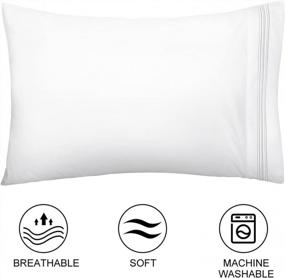 img 1 attached to Embroidered King Size Soft Brushed Microfiber Pillowcases - 2 Pack LiveComfort Pillow Cases, White, Machine Washable, Wrinkle-Free, And Breathable