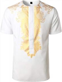 img 4 attached to Unleash Your Style With LucMatton'S Metallic Gold Dashiki Shirt For Men