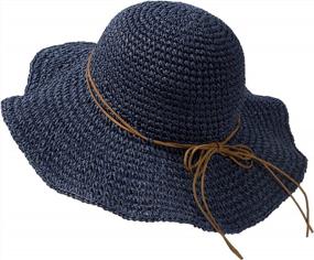 img 3 attached to Женская вязаная летняя пляжная шляпа UPF 50+ крючком - складная соломенная шляпа от солнца с широкими полями