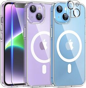 img 4 attached to TAURI [5 In 1] Strong Magnetic Clear For IPhone 14 Case [Compatible With MagSafe] With 2 Screen Protector +2 Camera Lens Protector, [Military Drop Protection] Slim Phone Case For IPhone 14 6.1 Inch