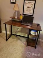 img 1 attached to Modern White Computer Desk with Monitor Stand and Storage Shelves - GreenForest 47-inch Home Office Work Table review by Timothy Schroeder