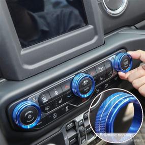 img 2 attached to Aluminum Alloy Air Conditioner Radio Switch Knob Cover & Headlight Knob Cover for 2018-2022 Jeep Wrangler JL JLU & 2020-2022 Jeep Gladiator with Specific Dial Panel - Blue