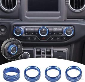 img 4 attached to Aluminum Alloy Air Conditioner Radio Switch Knob Cover & Headlight Knob Cover for 2018-2022 Jeep Wrangler JL JLU & 2020-2022 Jeep Gladiator with Specific Dial Panel - Blue