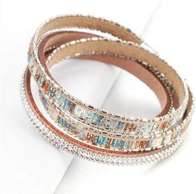 img 3 attached to Stylish Boho Leopard Leather Wrap Bracelets With Multi-Layered Crystal Beads For Women By Fesciory
