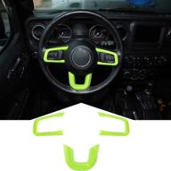 rt-tcz steering wheel trim cover abs interior decoration accessories trim cover for jeep wrangler 2018-2021 jl jlu sport x sahara rubicon light green logo
