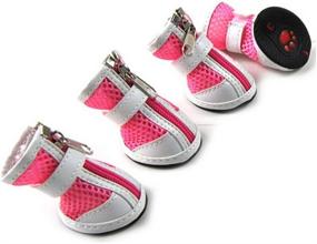 img 2 attached to 🐾 Zunea Small Dog Shoes: Breathable Mesh Boots for Hot Pavement, Adjustable Non Slip Zipper, Paw Protector for Summer - White PU Pet Dogs Booties