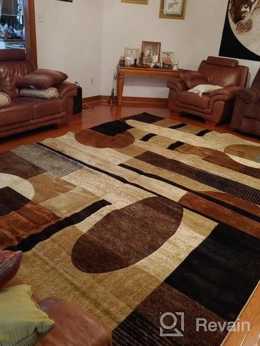 img 1 attached to Modern Abstract Area Rug By Home Dynamix Tribeca In Brown And Green Colors, 39"X55 review by Paula Pickett