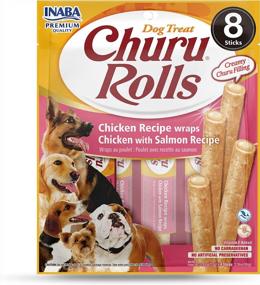 img 3 attached to Побалуйте свою собаку INABA Churu Rolls: беззерновая мягкая запеченная курица, завернутая в чуру, с начинкой из лосося, рецепт - 48 палочек чистой радости!