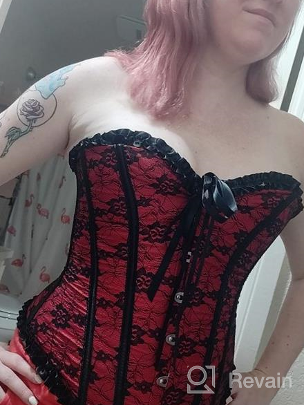img 1 attached to Floral Lace Black Corset: Overbust Waist Cincher For Women'S Bustier Top review by Erica Houlf